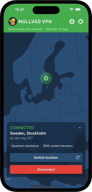 Mullvad VPN App Screenshot
